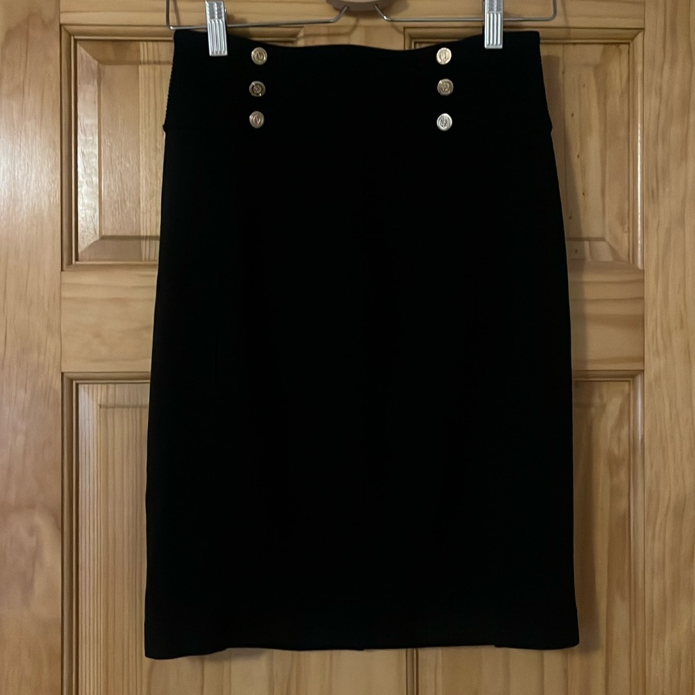 Express pencil skirt with gold button detail